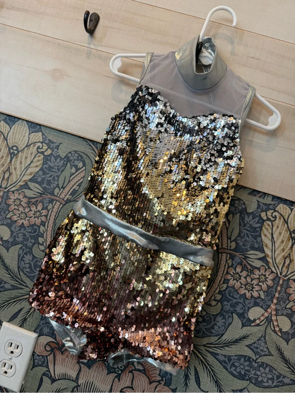 NEW! Weissman Party Party Party sequin biketard Ombre silver gold kids dance tap